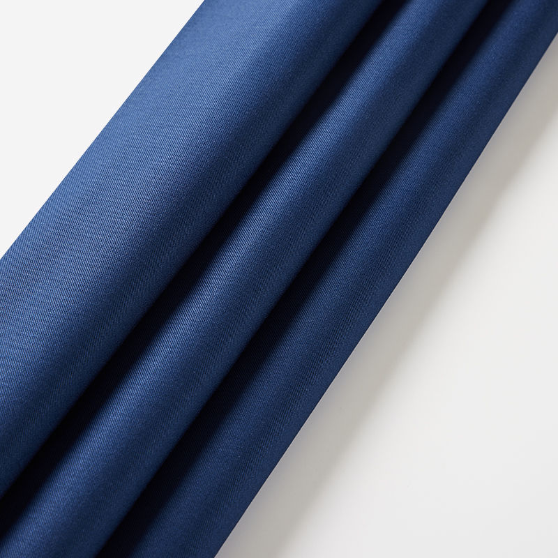 Blue Polyester Wool Blend Fabric