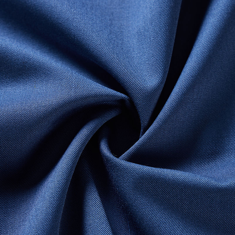 Blue Polyester Wool Blend Fabric