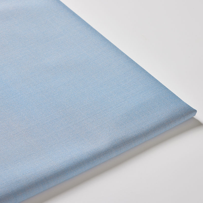 Light Blue Polyester Wool Blend Fabric