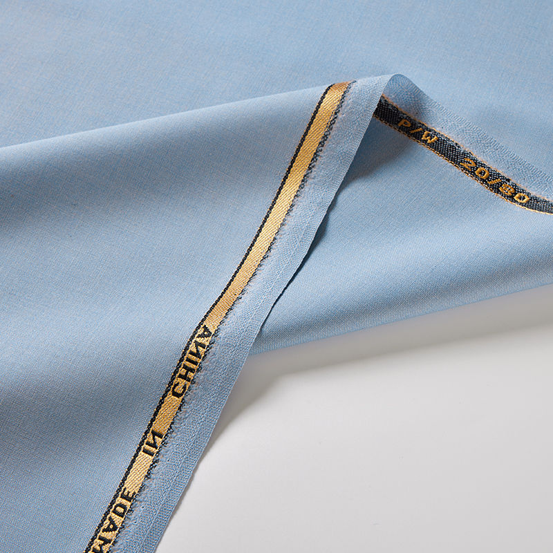 Light Blue Polyester Wool Blend Fabric